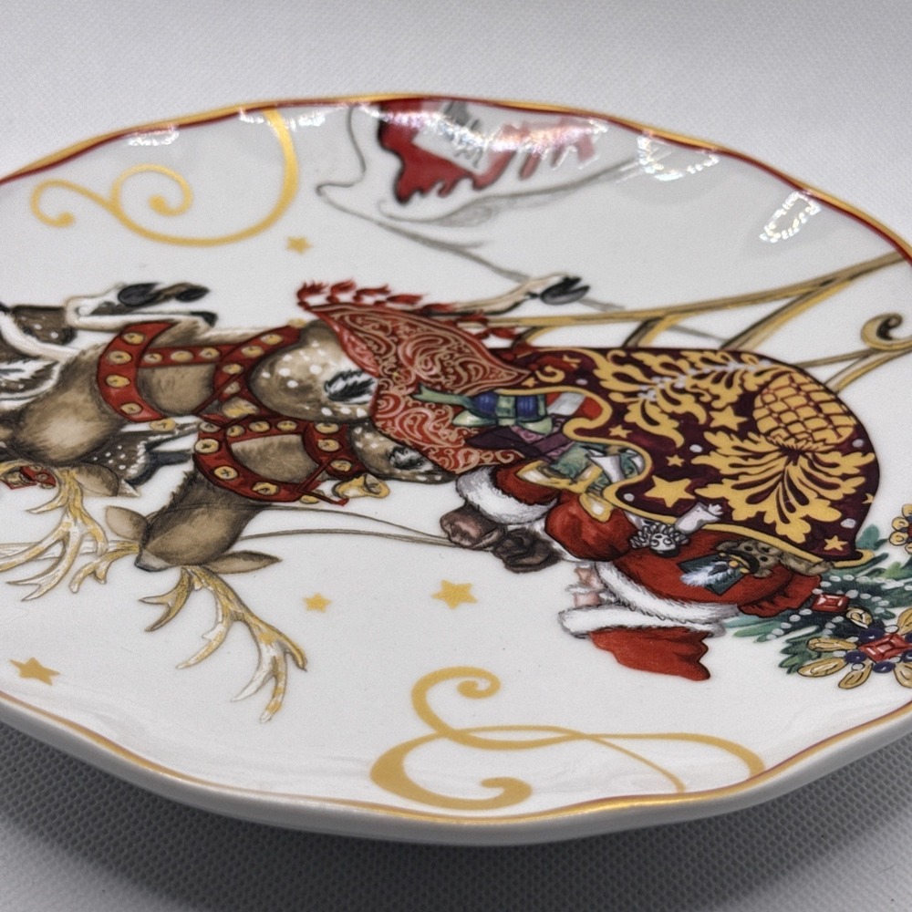 Williams Sonoma 'Twas The‎ Night Before Christmas Santa Sleigh Salad 8" Plate - Picture 5 of 5